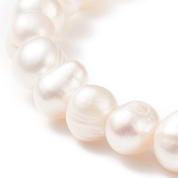 NWOT Cross & Real Mashan Jade & Pearl Beaded Stretch Bracelet, Gemstones - Picture 4 of 5